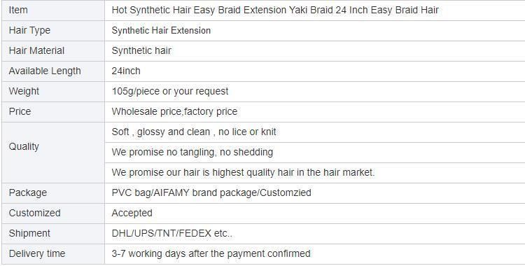 Hot Synthetic Hair Easy Braid Extension 24 Inch Hair