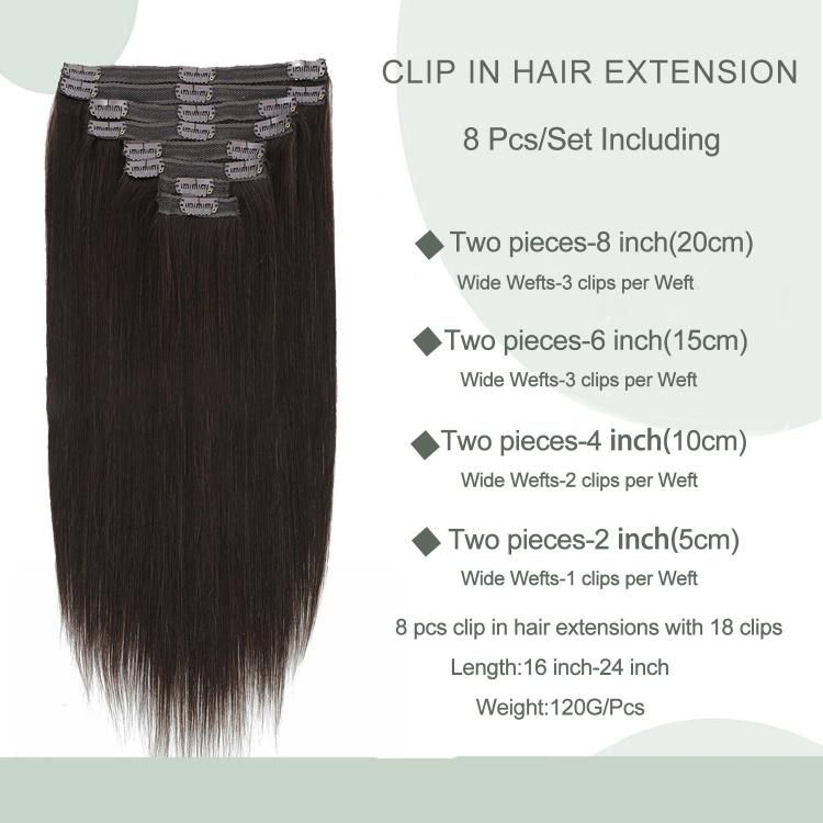 Wholesale Seamless Skin Weft Clip in Hair Extensions 8PCS/Set 18 Clips #2