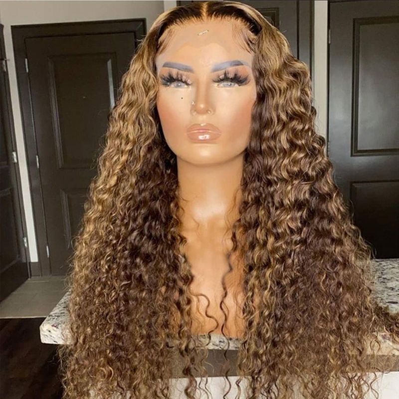 Highlight Honey Blonde Deep Wave Lace Front Wigs