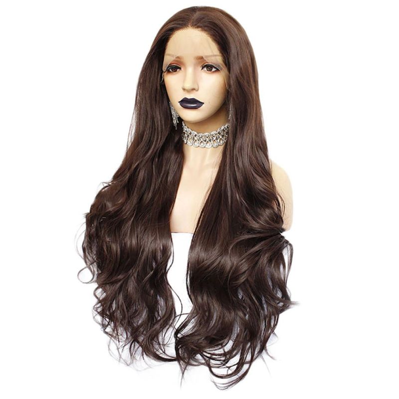 Human Remy Virgin Hair Dark Brown Natural Body Wave Wig Straight Hair Wigs for Women Lace Front Wig with Closure 26 Inch