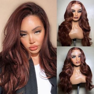 China Women Full Lace Wigs Hair Weaving HD Lace Front Wig Red# Brazilian Virgin Hair Wholesale Human Hair Wigs