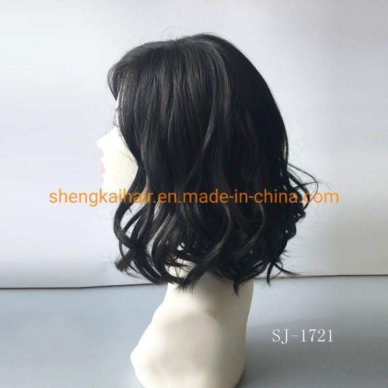 Human Hair Synthetic Hair Mix Kanekalon Monofilament Synthetic Hair Wigs