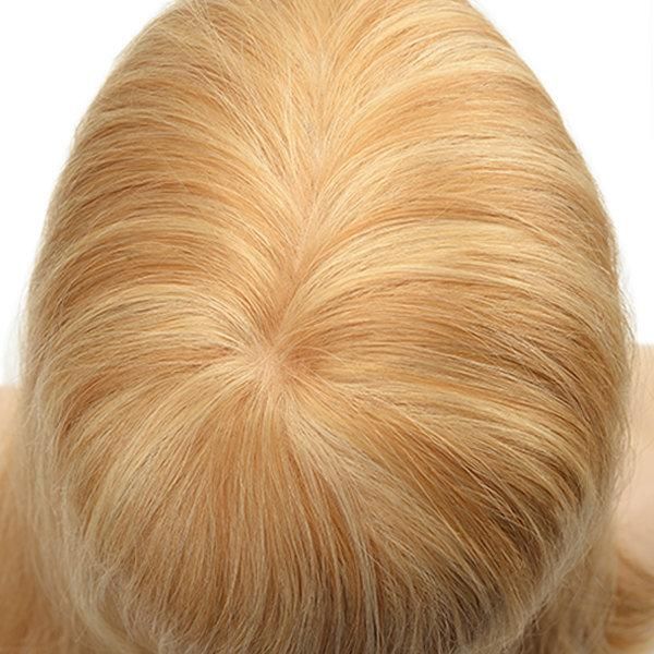 Women Hair Systems French Lace with PU Around and Highlight Color