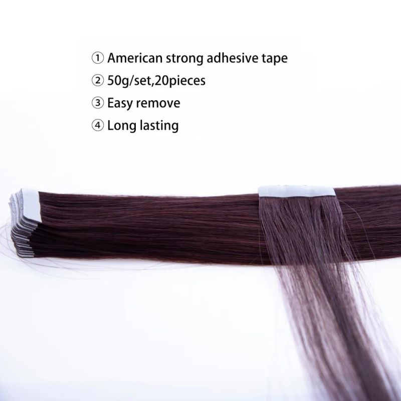 Hair for Woman Tape in Human Hair Extensions Double Sided Adhesive Hair Non-Remy 14 18 20 Inch 20PC/Set