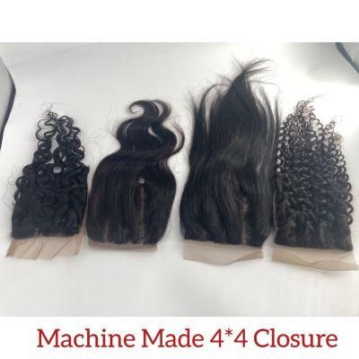 Wholesale Virgin Hair Deep Wave with Closure Bleached Knots Closures 4X4 3 Prt Closures Bulk