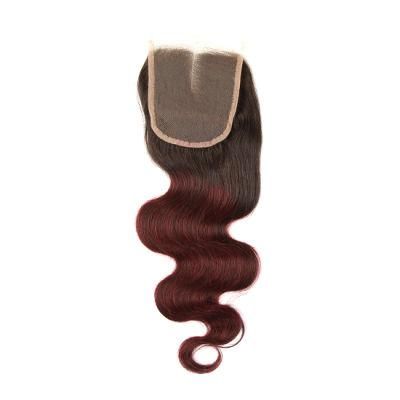 Wholesale 4X4 Lace Frontal Closure Body Wave Natural Human Hair#1b/99j