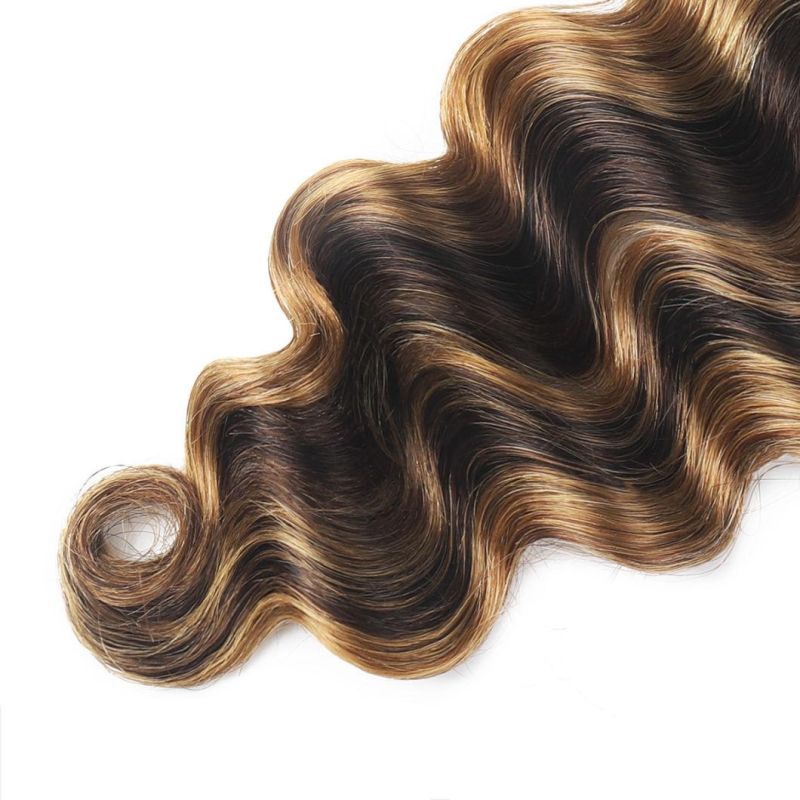 Piano Color P4/27# Loose Deep 100% Virgin Human Hair Extension, Wholesale 10A Grade Brazilian Hair Bundles