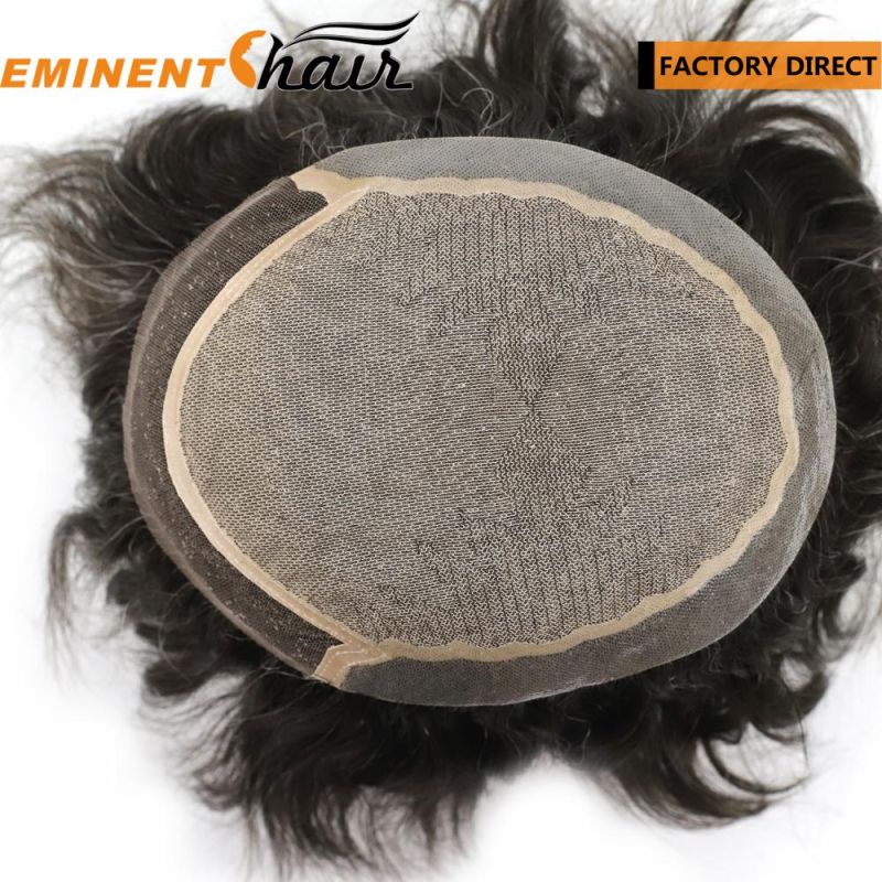 Natural Hairline Silk Top Hair Replacement System Toupee for Men