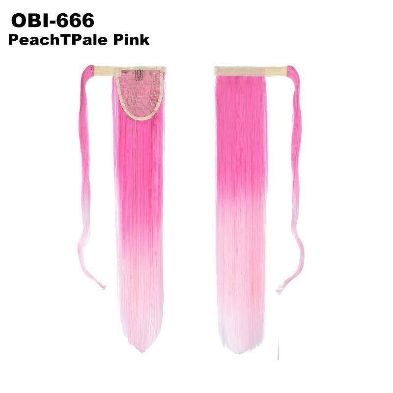 Silky Straight Gradient Color Synthetic Magic Paste Ponytail Hair Extension