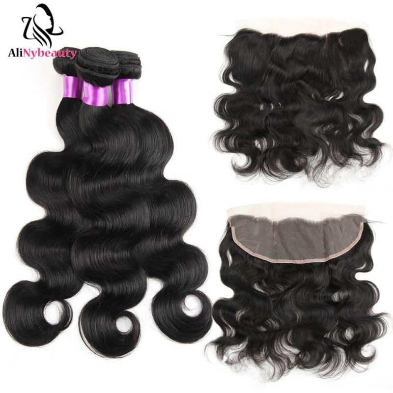 3 Bundles with Lace Frontal Brazilian Remy Hair Human Hair Extension