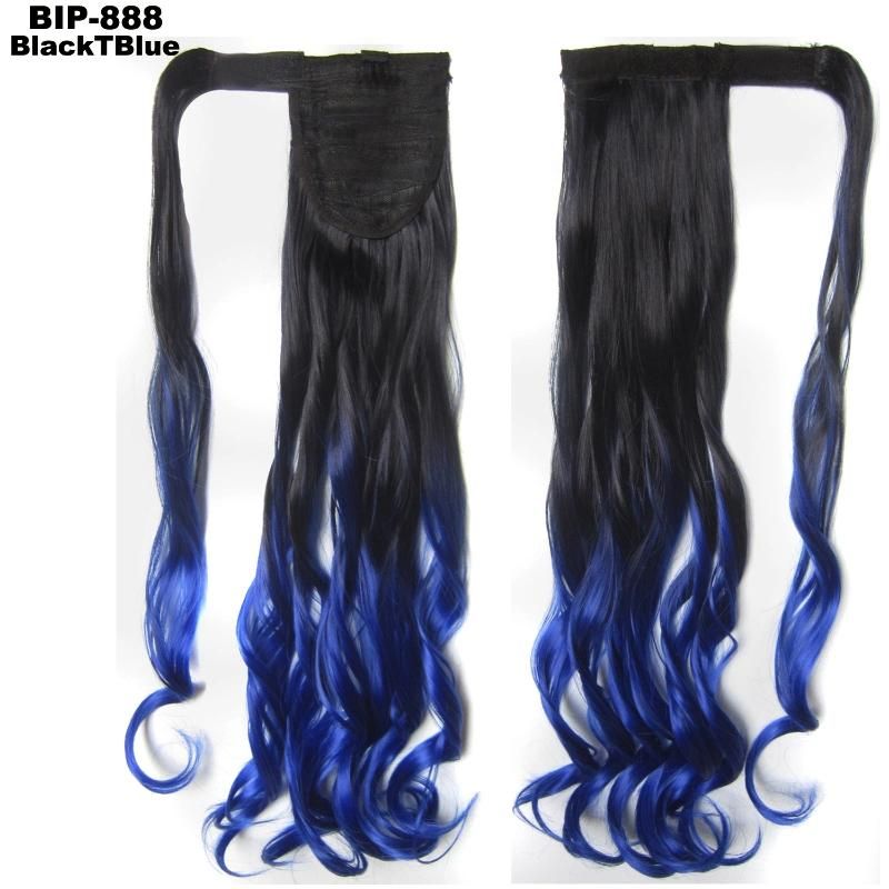 Natural Wavy Synthetic Magic Paste Ponytail Clip in Hair Extension