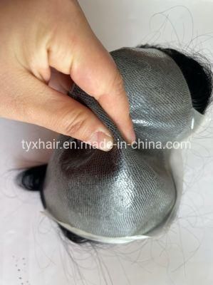 Human Hair Pieces Toupee for Mens 10X8 PU Thin Thin 0.04mm Skin Hair Replacement System Men #1b
