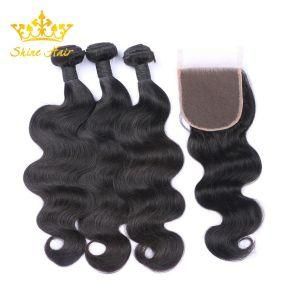 100% Remy Brazilian Human Hair Lace Closure for #1b Hair Bundles Body Wave