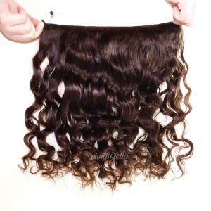 Brown Peruvian Body Wave Clip in 100% Human Halo Hair Extension Fish Line Hair Extension