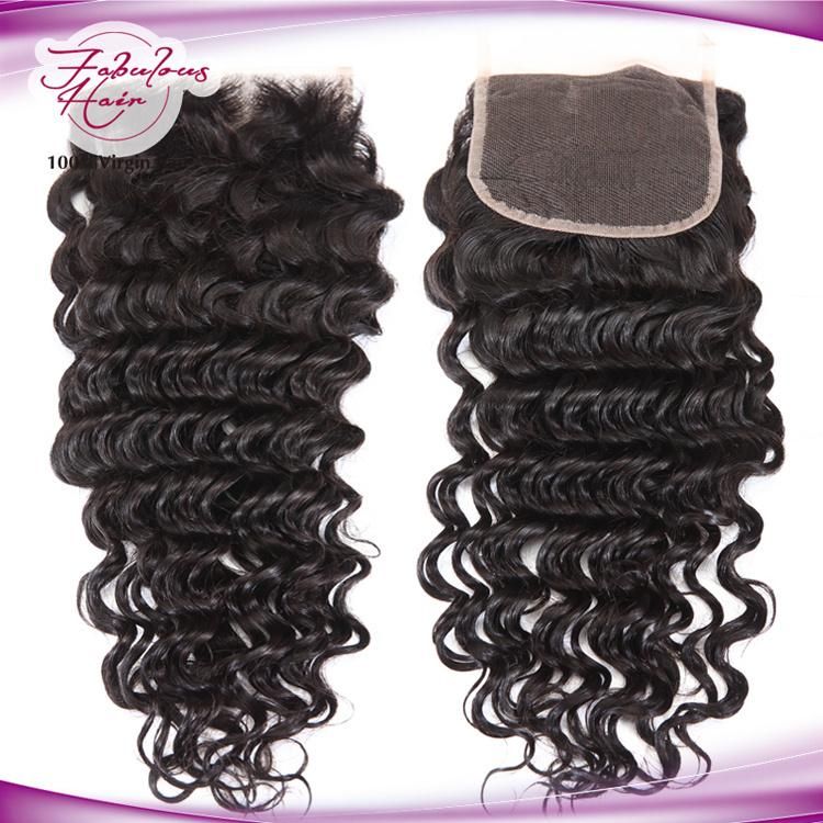 Factory Price 4*4 Lace Closure Human Hair with Deep Wave