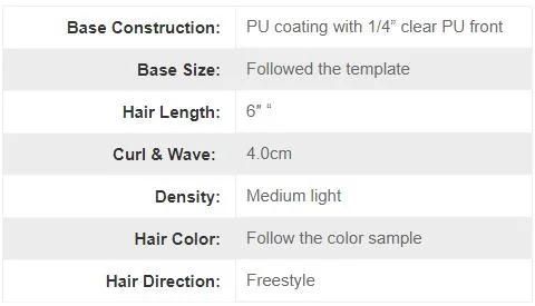 PU Coating with Double Split Knots All Over Men′s Hairpiece