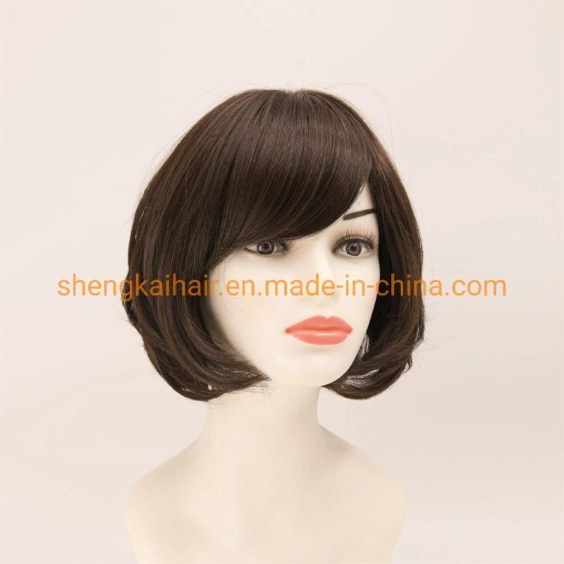 Wholesale Good Quality Handtied Human Hair Synthetic Hair Mix Hair Wigs for Ladies 555