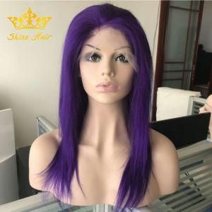 100% Brazilian Virgin Human Hair Glueless Full Lace Wig in Purple Color