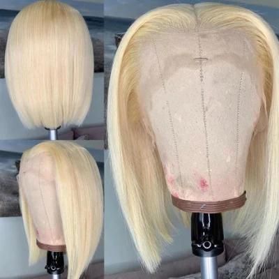 Blonde Color Natural Virgig Brazilian Human Hair Lace Bob Wig