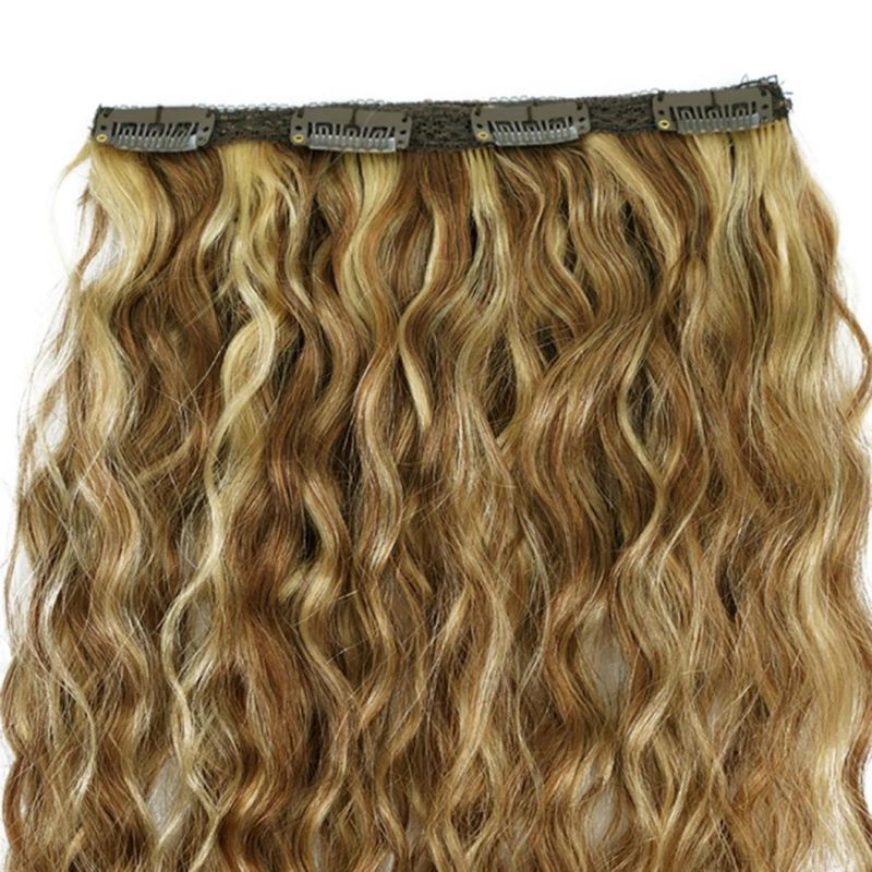 Water Wave Clip in Hair Extensions Machine Made Remy Brazilian Human Hair Head Set Clip in 8/613 27/613 20 Inches
