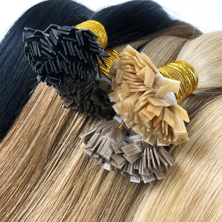 Factory Full Cuticle Think Raw Remy Material Keratin Flat Tip Human Hair Extension
