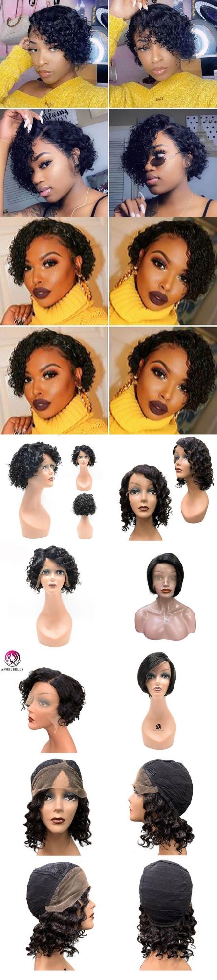 Peruvian Cuticle Aligned Hair T Side Part 13X4X1 T Side Part Full HD Lace Front Human Hair Machine Made Short Bob Wigs