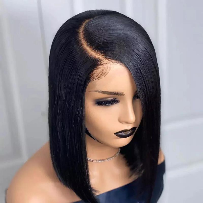 Wholesale Short Bob Wig Brazilian Virgin Lace Front Human Hair Bob Wigs 13*4 Transparent Lace Frontal Bob Wigs for Black Women