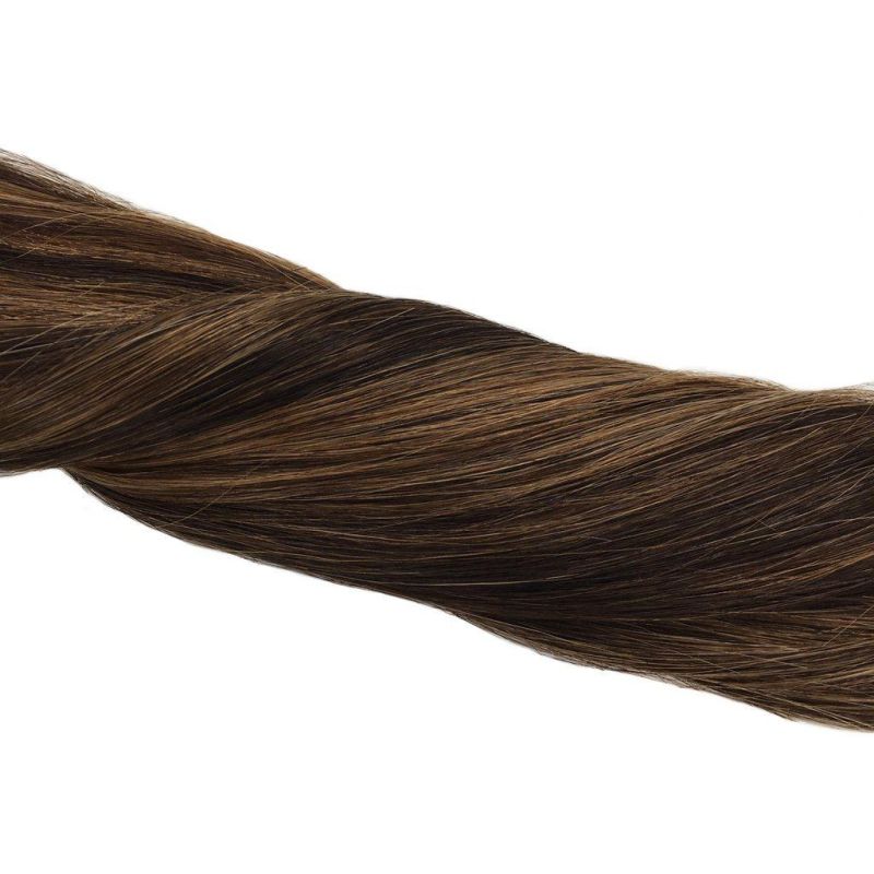 Remy Human Hair Extensions Tape in Ombre Dark Brown Highlighted Chestnut Brown Natural Hair Extensions Tape in Skin Weft 16inch 20PCS 50g