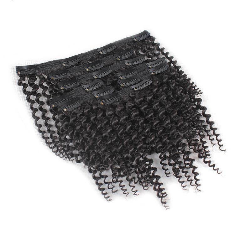 Afro Kinky 4A Curly Remy Brazilian Virgin Hair Clip in Hair Extensions 8PCS/Set