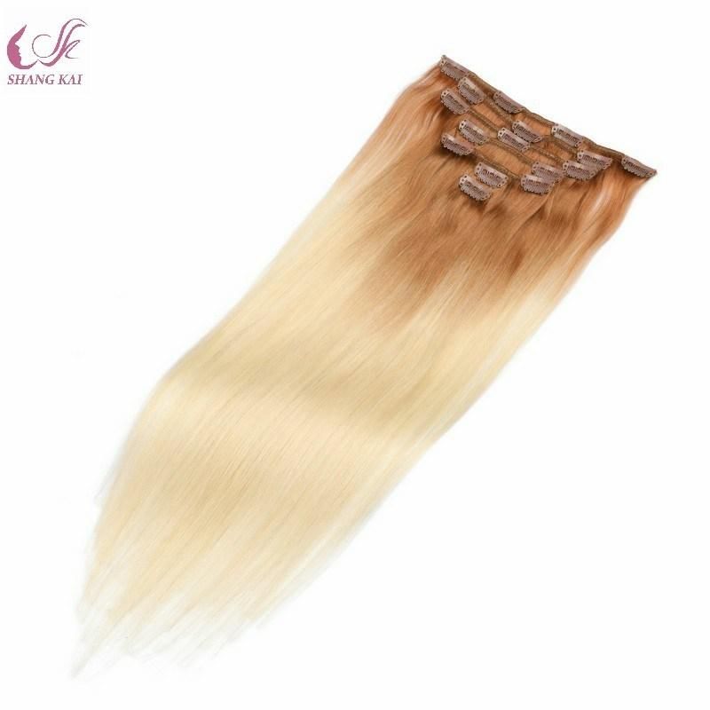 Wholesale Top 10A Grade Ombre Double Drawn Hair Weave Extensions 100% Virgin Clip in Human Hair Extensions