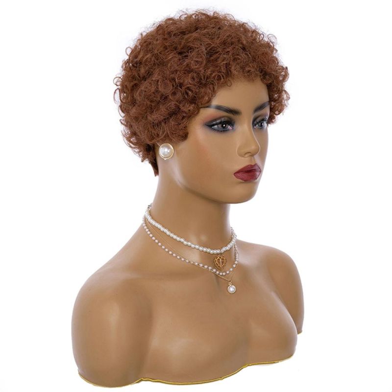 Light and Dark Brown Color Pixie Cut Wigs Short Hair Wig Heat Resistant Fiber Synthetic for Black Women