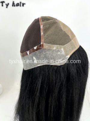 Durable Super Soft Fit 4*4 Silk Top Silicon PU Around Hand Tied Custom Head Circumference Human Remy Wigs