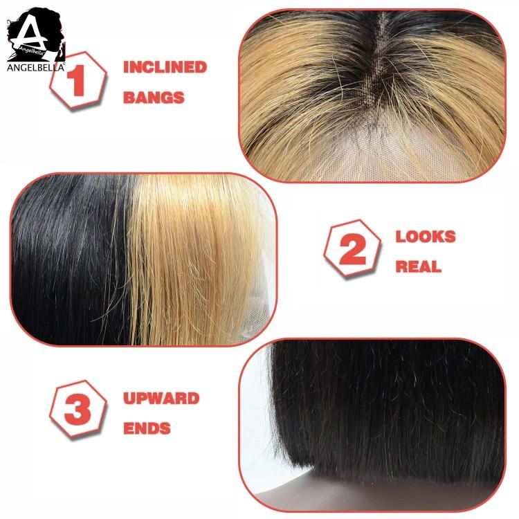 Angelbella Factory Price Wholesale Top Grade Cuticle Aligned Human Hair Wig Silky Straight Virgin Brazilian Human Hair Wig