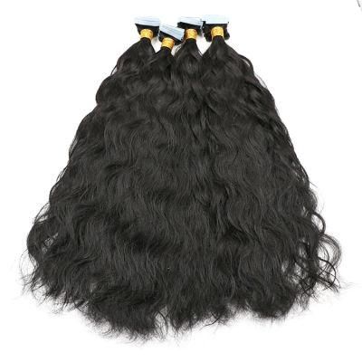 100% Raw Double Drawn Human Hair Remy Virgin Natural Wavy Tape in Hair Extension