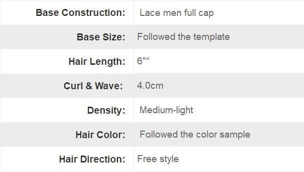 Fusion of Lace & PU High Quality Toupee Men′s Wigs