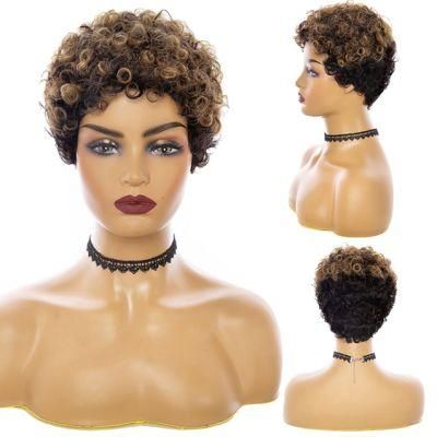 Tow Tones Pixie Cut Wigs Short Hair Wig Heat Resistant Fiber Synthetic for Black Women