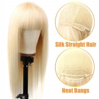 Kbeth Neat Bangs 613 Human Hair Wig for Ladies 26 Inch Custom Color Design Machine Made Women Remy Straight Wigs Overnight Shipping