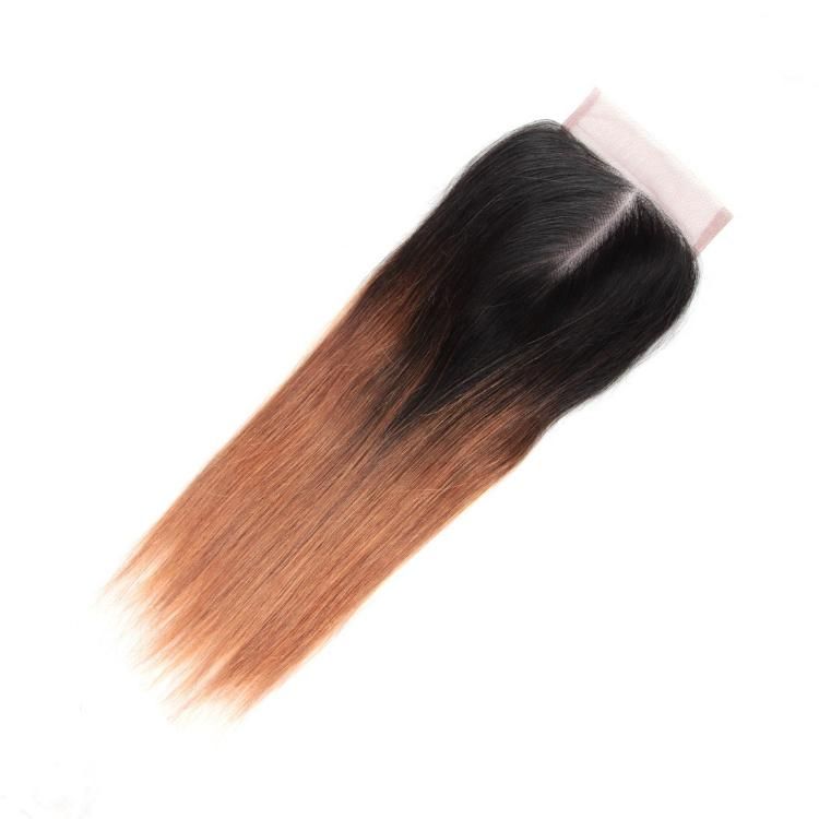 Wholesale 4X4 Lace Frontal Closure Silky Straight Human Hair #1b/30