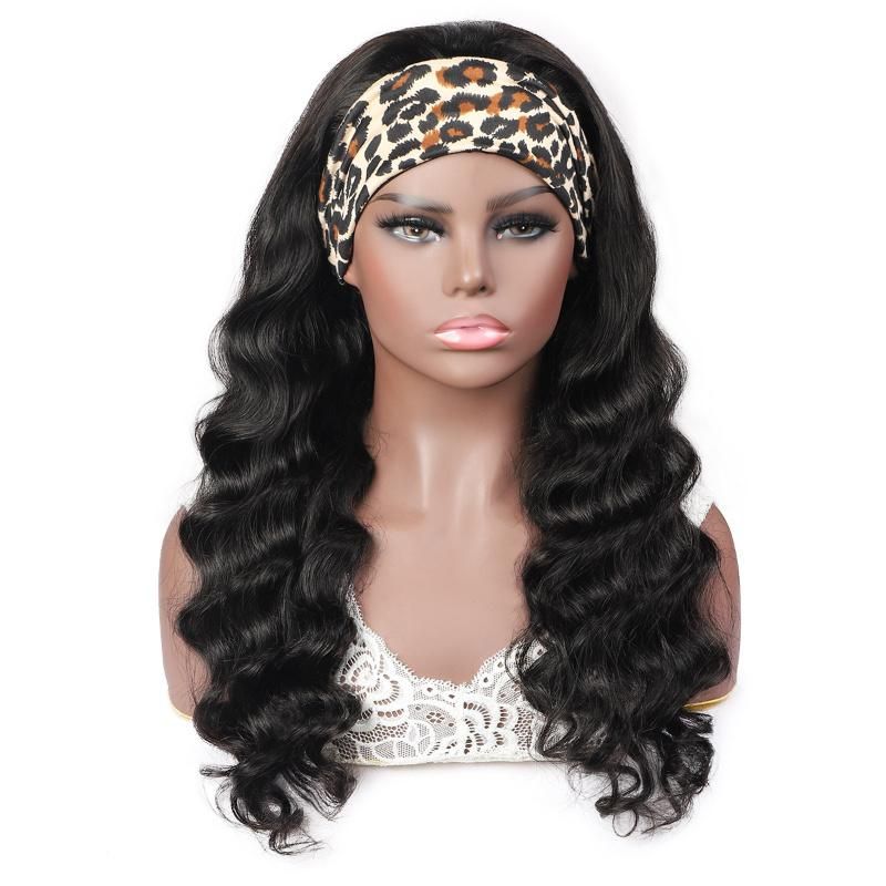 Human Hair Full Machine Made Wigs Loose Wave Glueless for Black Women Wig with Headband