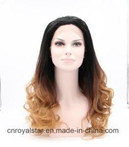 Fashion Gradient Hair Front Lace Hair Long Curly Synthetic Wig