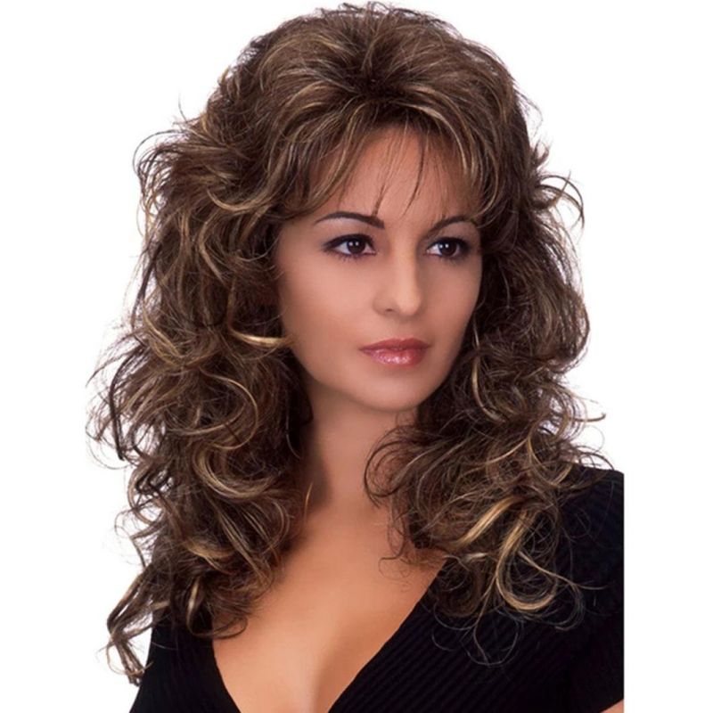 Natural Hairline Women Heat-Resistant Wigs Synthetic Wig Fluffy Curly Wave Wig for Black and White Women