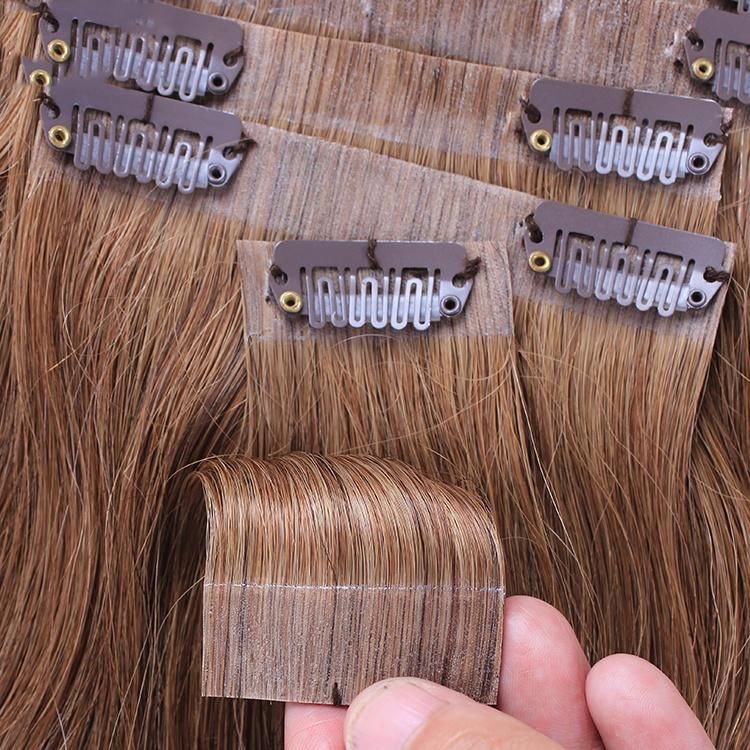 Straight Virgin Hair PU Skin Weft Clip in Hair Extension