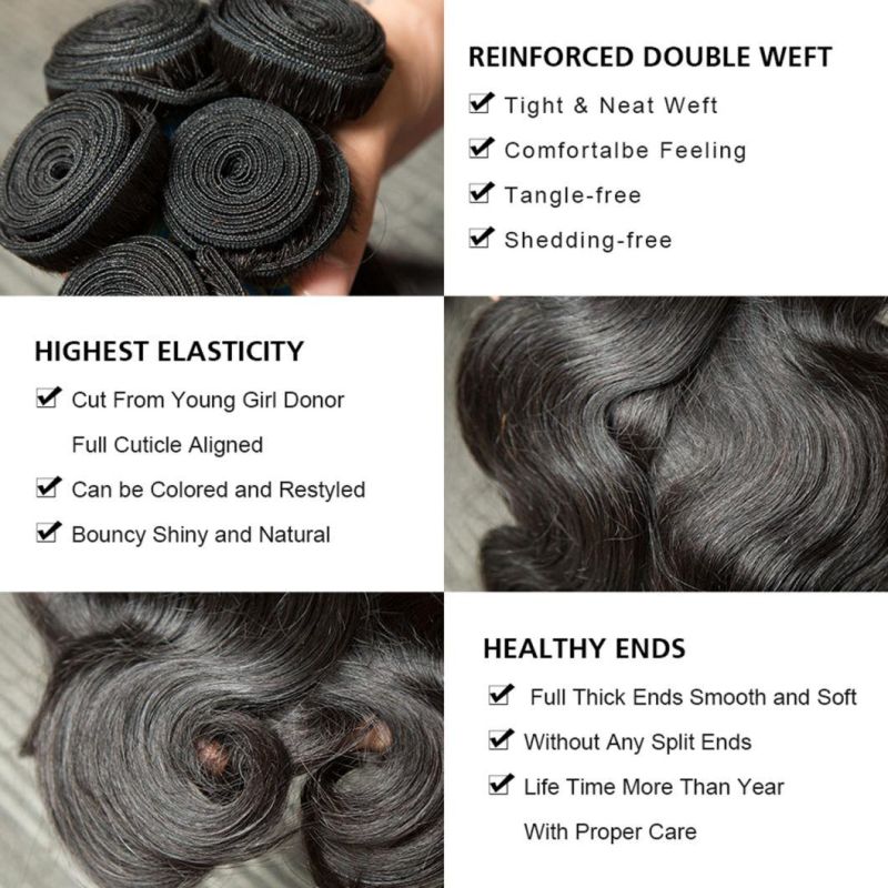 Brazilian Human Hair Body Wave Remy Raw Virgin Unprocessed 100% Human Hair Water Wave Extensions Bundles Deal