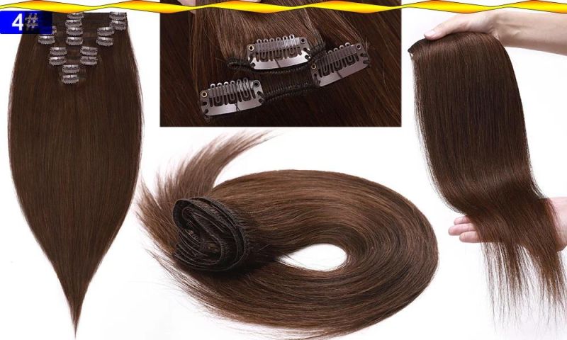 8PCS Clip in Human Hair Extensions 100% Real Machine Straight