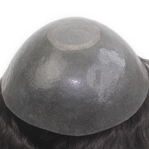 Lw1222 Super Fine Mono with PU Full Cap Hairpiece for Men