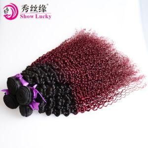 New Fashion Mongolian Colored 1b/99j Red Ombre Hair Kinky Curly Human Hair Pieces