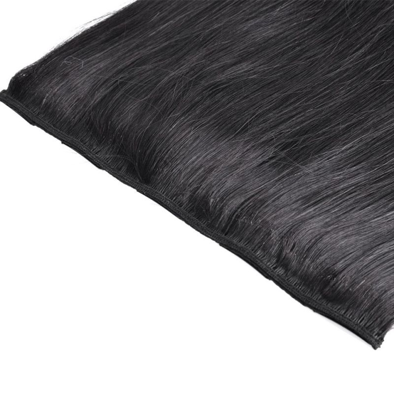 Alinybeauty 1b Black Color Silky Straight Wave Remy Clip in Hair Extensions