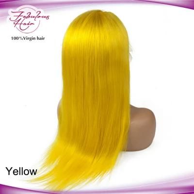 Wholesale Cheap Brazilian Pre Plucked Yellow Colored Virgin Hair Wigs