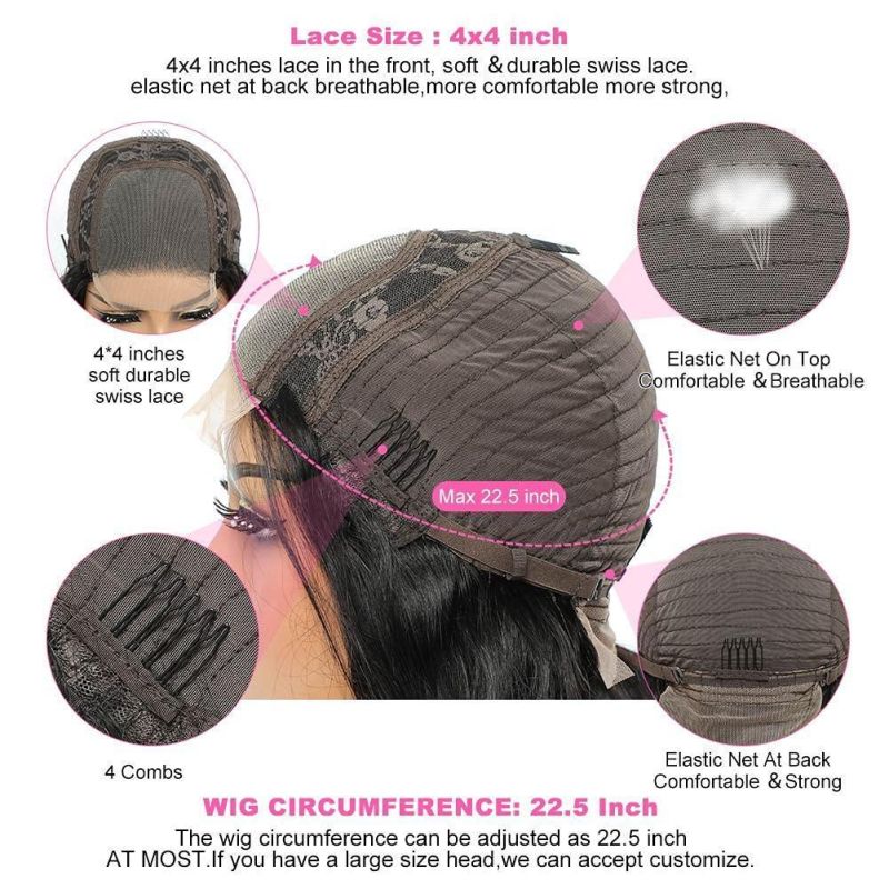 Lace Front Wigs Human Hair, Body Wave 4X4 Lace Closure Wigs for Black Women