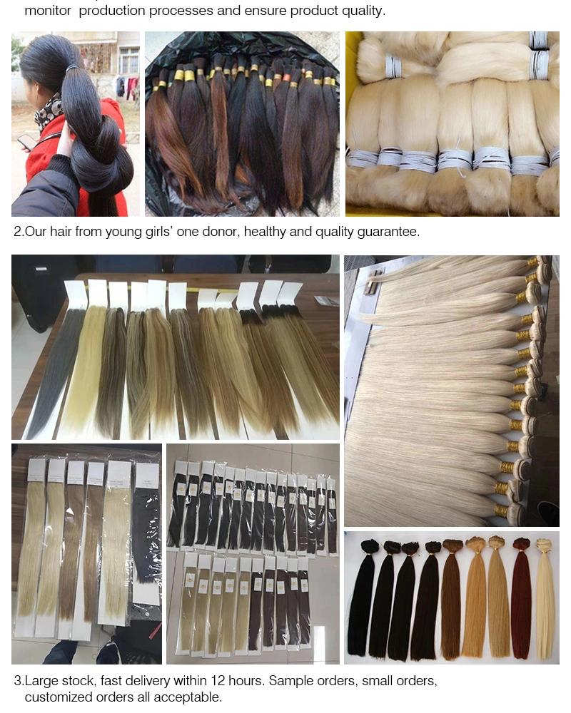 100% Russian Human Hair Weft Double Drawn Weft Hair Extensions